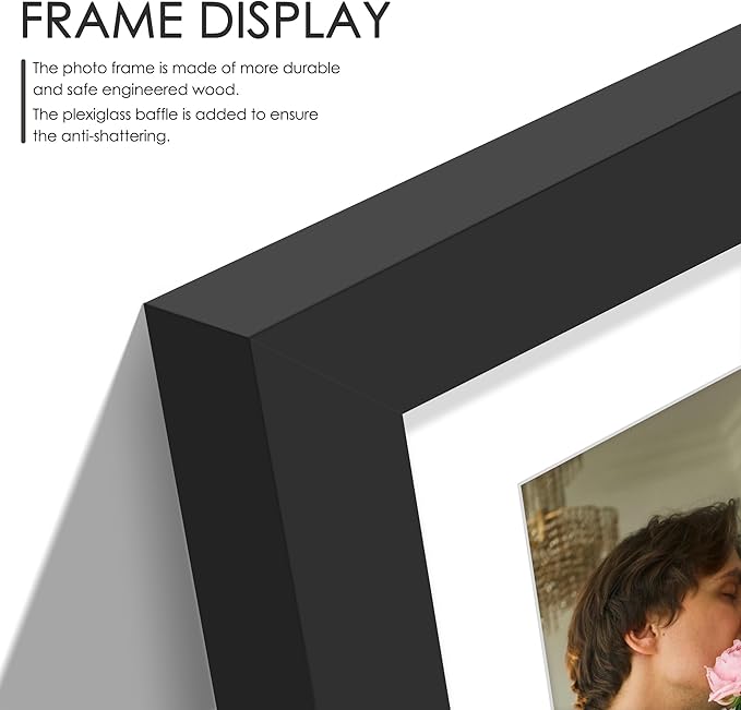 8.5x11 Double 5x7 Picture Frame Double Picture Frame Displays Two 5x7 inch Photos Available Horizontal Wall Mounting Display and Vertical Black