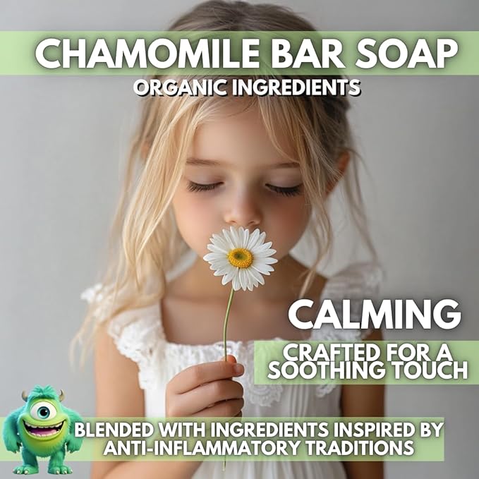 KELEBS Hypoallergenic Kids Soap Bar 7 Bars - Organic & Gentle Chamomile Body Wash for Children - Natural Ingredients, Fun Bath Time | Value pack