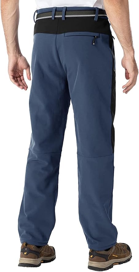 TBMPOY Men's Snow Pants Fleece Lined Hiking Winter Waterproof Softshell Ski Outdoor Insulated Climbing Pants Zipper Pockets