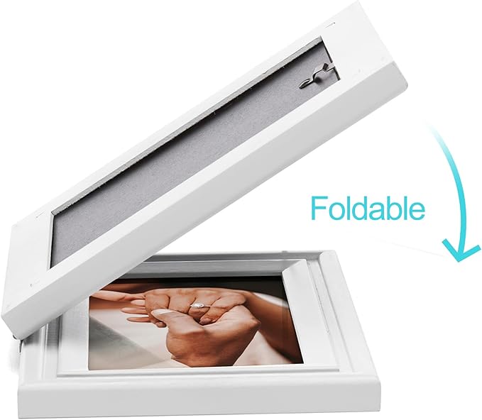 Vertical & Horizontal 4X6 Picture Frames Double Hinged Wood Folding Photo Frames with Real Glass Front Fit for Desktop or Tabletop, White XBAI-V46-H64