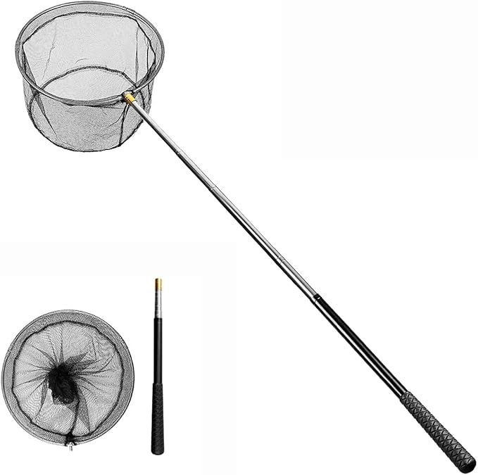 Pool Skimmer Net with Stainless Steel Telescopic Pole,58" Extendable Leaf Skimmer Pool Rake Pool Nets for Cleaning Above Ground Inground Swimming Pool, Pond,Spas,Hot Tub