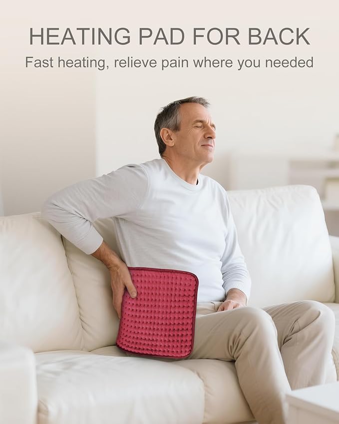 Electric Heating Pad for Period Cramps, LANVA Birthday Gifts for Women Her, Heat Pad for Neck and Shoulders and Back Pain Relief, Machine Washable, ETL Certified, 12"x24", Red