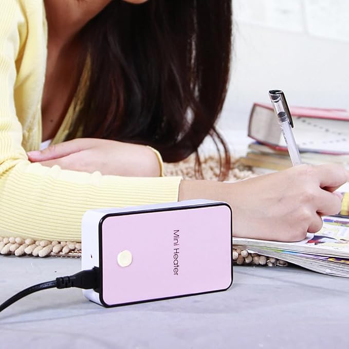 Safety Energy-saving Heater Mini Portable Room Office Desktop Electric Fan Heater Air Warmer (Pink)