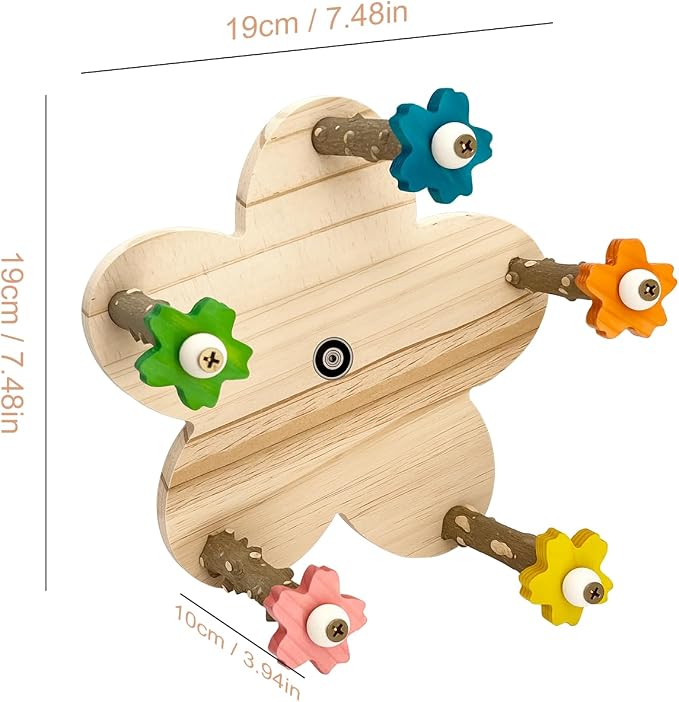 Parakeet Toys, Natural Wood Perch with 5 Branches, Unique Durable Avian Cage Accessories for Parakeets, Cockatiels, Budgerigars, Conures, Lovebirds
