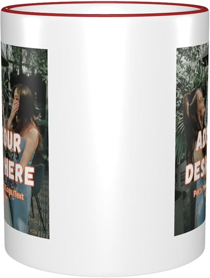 Custom Mugs and Coffee Cups Partial or Full Size Printed Creative Designs Customizable with Your Photos Images Text (Partial, Red)