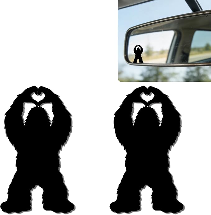 2Pack Compatible with Mystery Bigfoot Car Vinyl Sticker Rear View Mirror | Cute Car Mirror Sticker Waterproof,Compatible with Bigfoot Accessories Decor,Gifts for Women Men,Laptop Bathroom Mirror