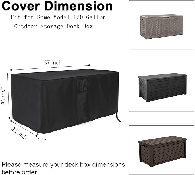 Patio Deck Box Cover,Outdoor Storage Deck Boxes, Waterproof Outdoor Storage Box Cover Furniture Covers - 57 x 32 x 31 Inch