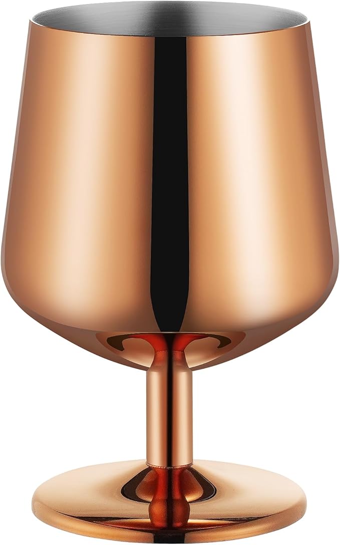 12oz Cognac Snifter Glasses, Brandy Snifters Set of 6, Snifter Glasses, Stemmed Whiskey Glasses, 18/10 Stainless Steel, Dishwasher Safe, Ideal Gift for Wine Lover, Rose Gold