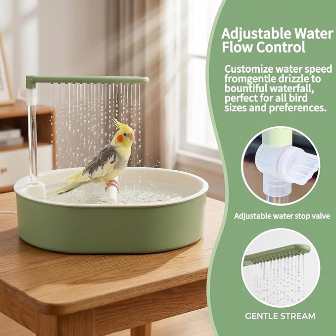 Automatic Bird Bath Shower with Pump & Water Tank | Great for parrots, cockatiels, budgies & lovebirds. Large tank & pump give running water. Freestanding, place anywhere.