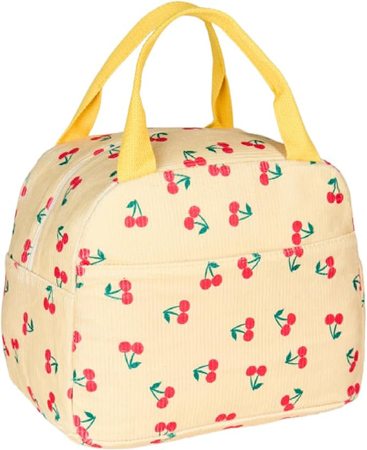 Lunch Bag for Women Men Girl,Large Cute Corduroy Lunch Tote Bags - Reusable Insulated Lunch Box for women with Handle, Leakproof WaterProof Design for Office, School, Work,Picnic.