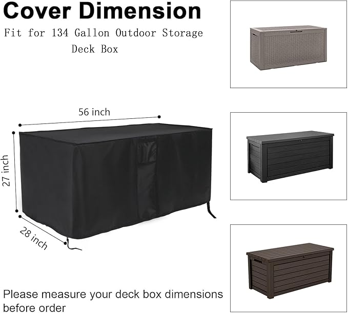 Outdoor Deck Storage Box Cover for 134 Gallon Deck Boxes,Waterproof Patio Storage Box Cover - 56 X 28 X 27 Inch