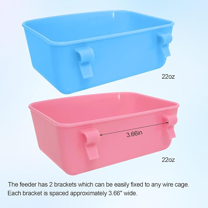 6 Pack Feeder (Blue, Pink), Hanging Feeder,Food and Water Container, Bath Water Bowl Universal for Birds Hamsters Mice Rats Rabbit Guinea Pig Small Pets (S) (M)