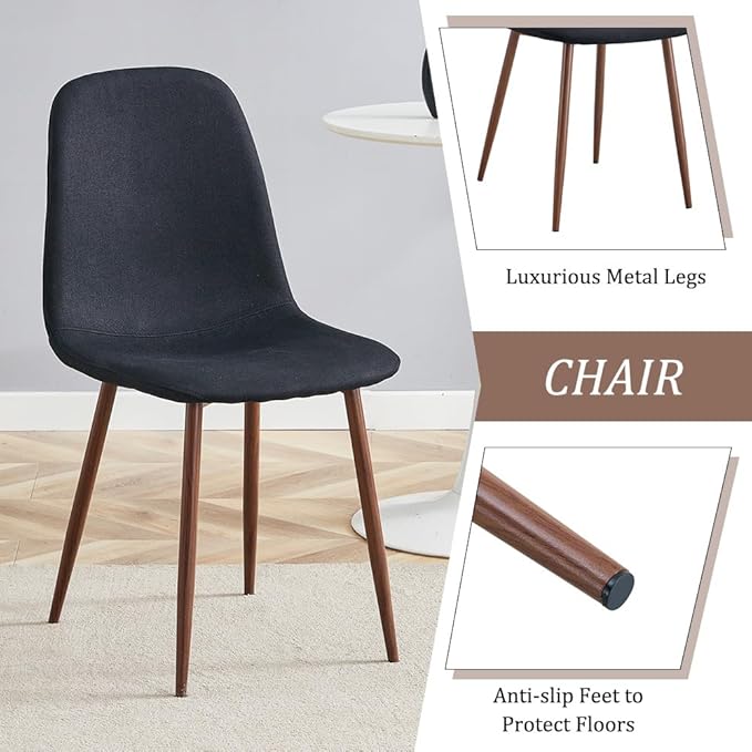 Round Dining Table Set for 4, Round Kitchen Dining Table and Chairs Set for 4,42" Modern Dining Room Table Set for 4 with Upholstered Chairs for Small Space Kitchen Office Cafe Apartment