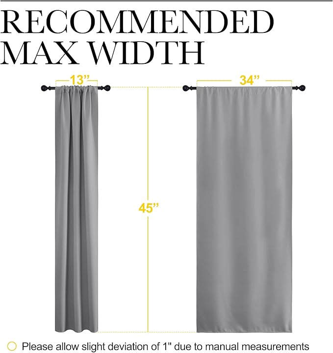 NICETOWN Short Room Darkening Curtains for Kitchen - Home Decoration Thermal Insulated Rod Pocket Blackout Blinds & Drapes for Small Windows (Silver Grey, 2 Panels, W34 x L45 -Inch)