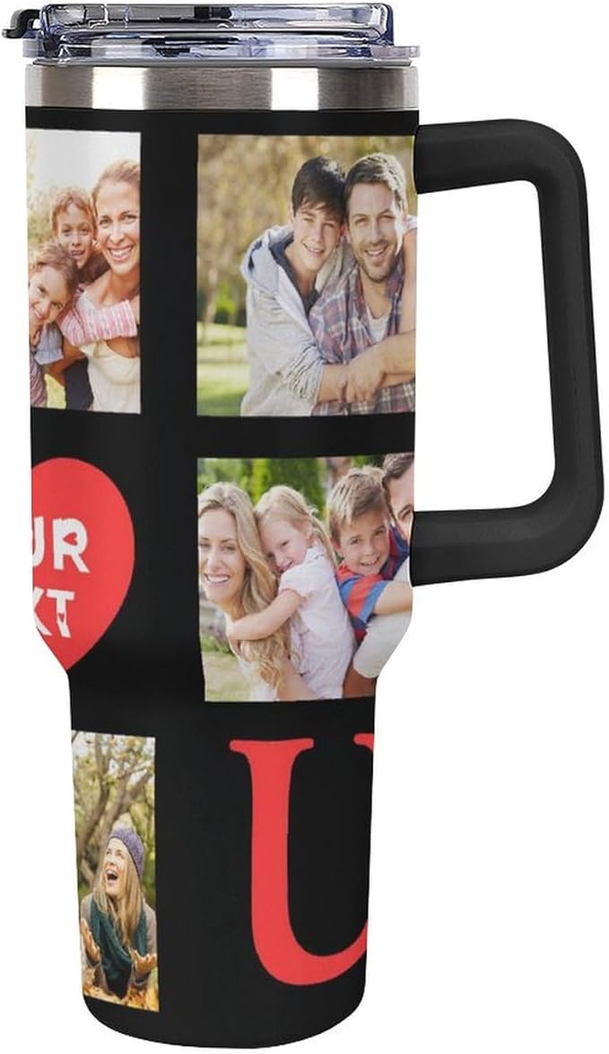 Personalized Tumbler Custom Insulated Travel Mug Custom Drinking Coffee Cup with Photos and Text 40oz Christmas Birthday Gift