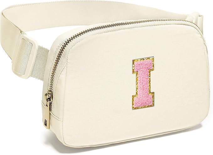 Gitus Personalized Gifts Birthday Gifts for Girls Fanny Pack Cross Body Bags with Initial Letter Preppy Stuff Gifts for Her Girlfriend Wife Sister Friends Mom (Ivory-I)