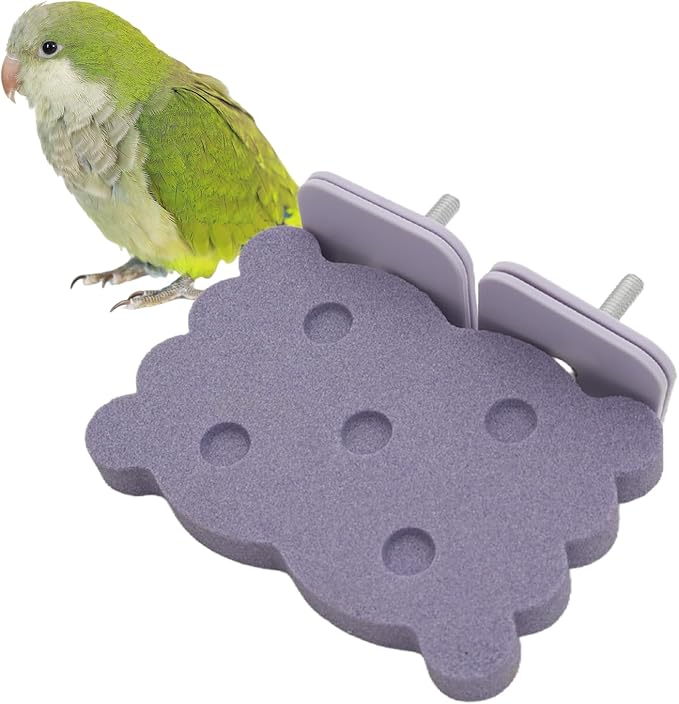 Bird Perch Stand for Parrots – Natural Ceramic Grinding Stick for Beak, A Safe, Non-Shedding Chewing and Claw-Trimming Perch for Parrots (Purple, Medium Size)