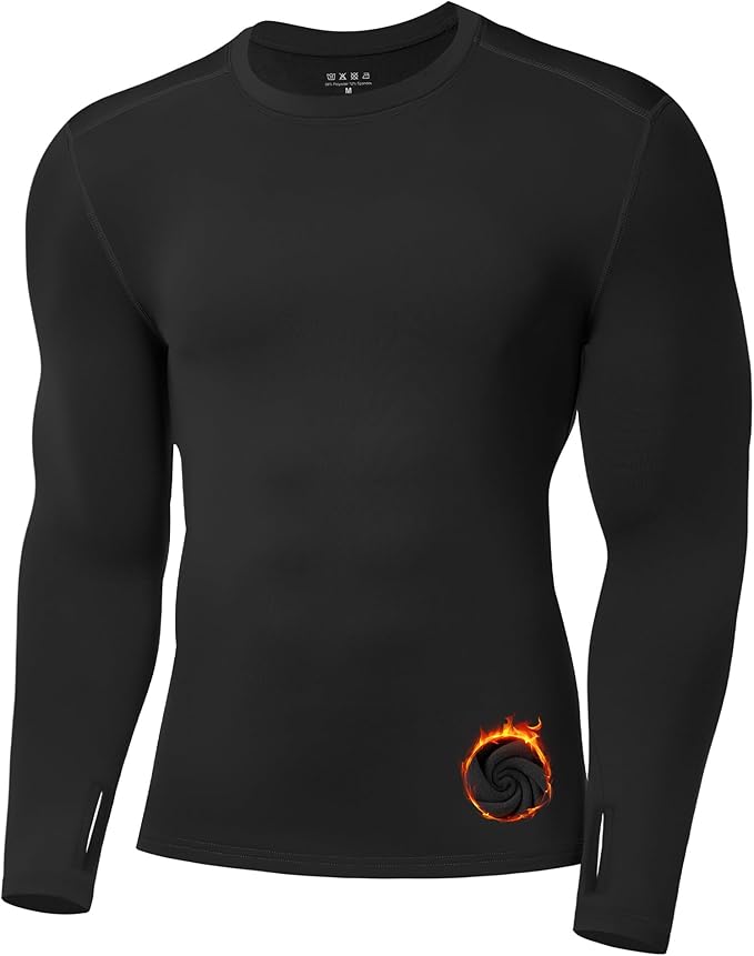 Moozava Mens Thermal Long Sleeve Shirt Fleece Lined Compression Base Layer Top Cold Weather Gear Hunting Athletic Undershirt
