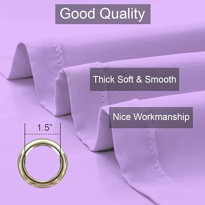 LA PALMA Thermal Insulated Blackout Darkening Grommet Living Room Curtains Window Drapes for Bedroom Pack of 2 Panels