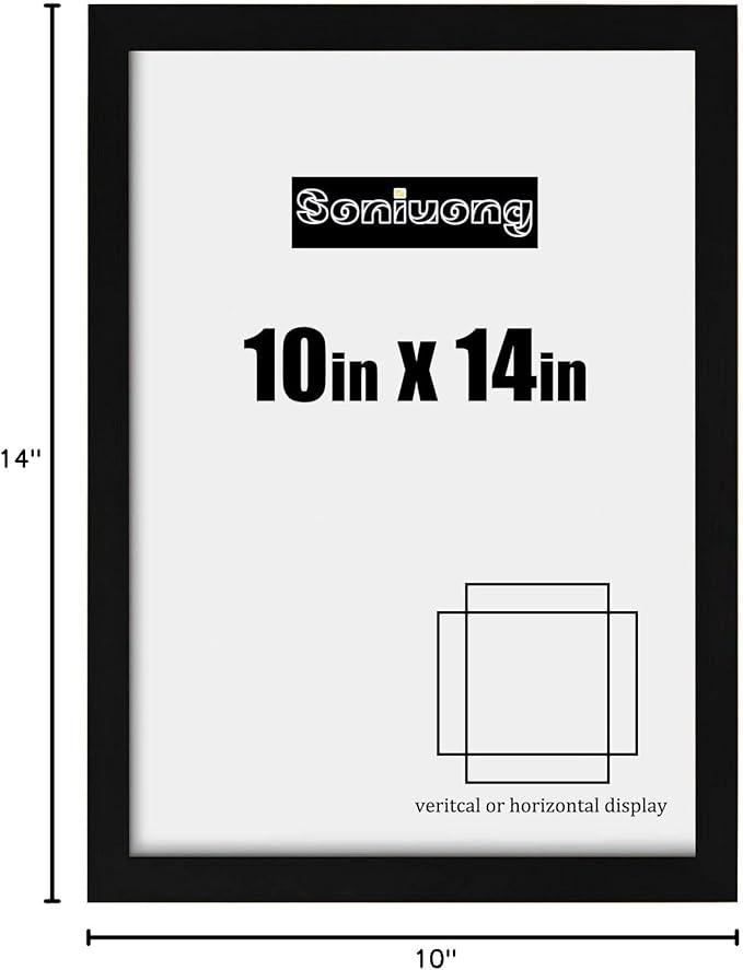 10x14 inch Wood Picture Frames for Wall Hanging,Diamond Painting Frames Rectangle Baby Scan Picture Frame for Family Walls Decoration,Anniversary,Wedding,Christmas,Halloween,Shower,Certificate (Black)