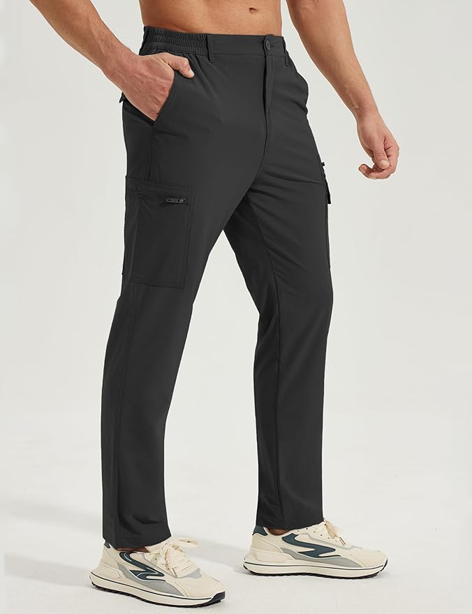 MOURCE Hiking Pants Men Lightweight Quick-Dry - Water Resistant Stretch Travel Pants with 7 Pockets for Outdoor Fishing