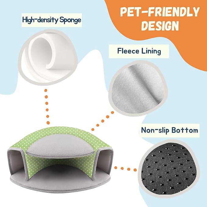 Guinea Pig Hideout, Interactive Guinea Pig Tunnel Bed, Washable | Small Animal Tubes Toys Cage Accessories for Ferret Bunny Chinchilla
