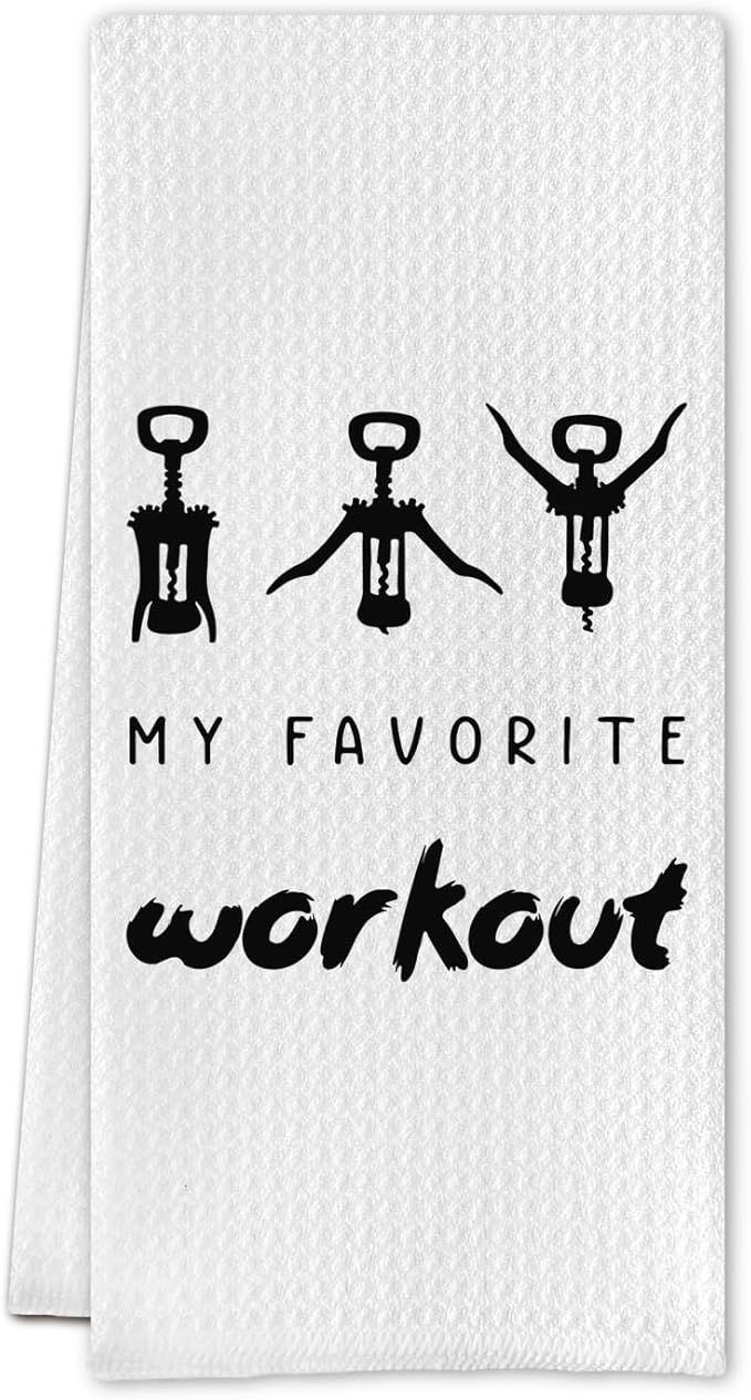 Ciliri Funny Kitchen Towels, Favorite Workout Hand Towels, Wine Lovers Gifts for Women, Tea Towels, Dish Towel for Kitchen & Bathroom Decor - 16 x 24