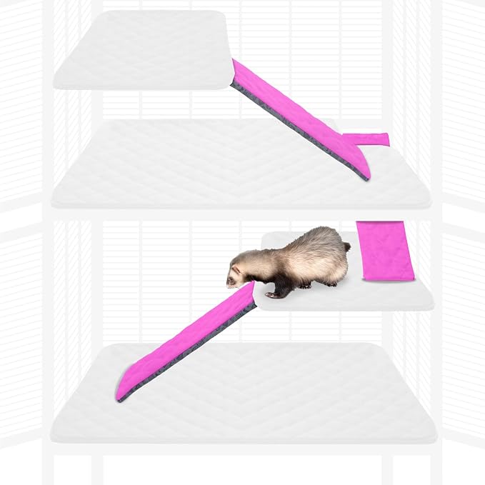Paw Inspired Fleece Ramp Covers for Critter Nation Cage, Pink, 3 Count | Fitted Ladder Liners for Ferret Nation/Critter Nation Cage, For Ferrets, Rats, Chinchillas, Hedgehogs, Small Animals, Pets