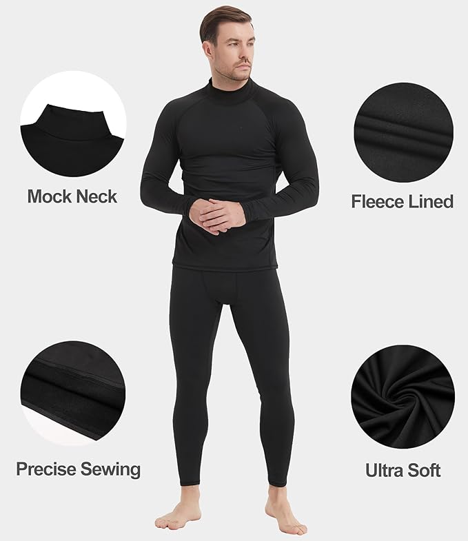 Dalavch 5 Pack Thermal Compression Shirts for Men Mock Turtleneck Long Sleeve Running Undershirt Base Layer Tops for Winter