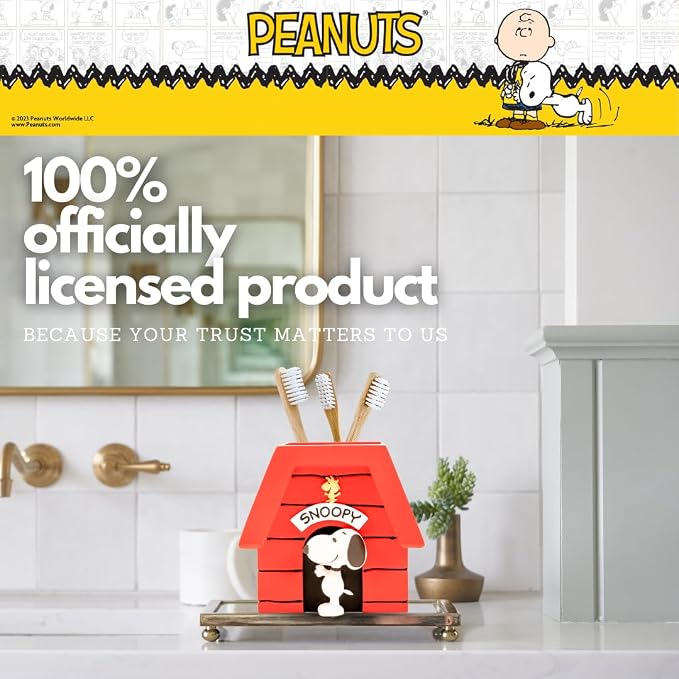 Peanuts Snoopy Toothbrush Holder - Makeup Brushes/Pens Tumbler, (Officially Licensed Product) by Franco