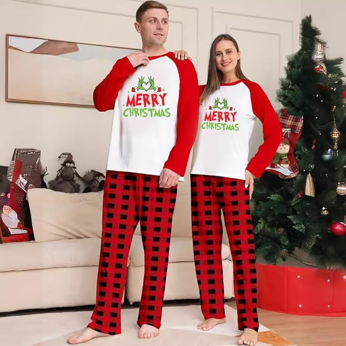 TEERAPHIQUE Christmas Pajamas for Family,Family Holiday Pajamas Matching Sets,Xmas Jammies for Couples
