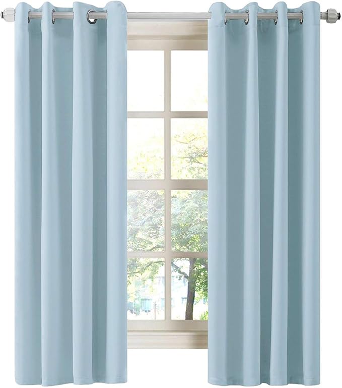 LA PALMA Thermal Insulated Blackout Darkening Grommet Living Room Curtains Window Drapes for Bedroom Pack of 2 Panels