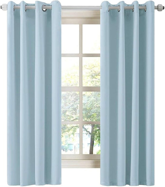 LA PALMA Thermal Insulated Blackout Darkening Grommet Living Room Curtains Window Drapes for Bedroom Pack of 2 Panels