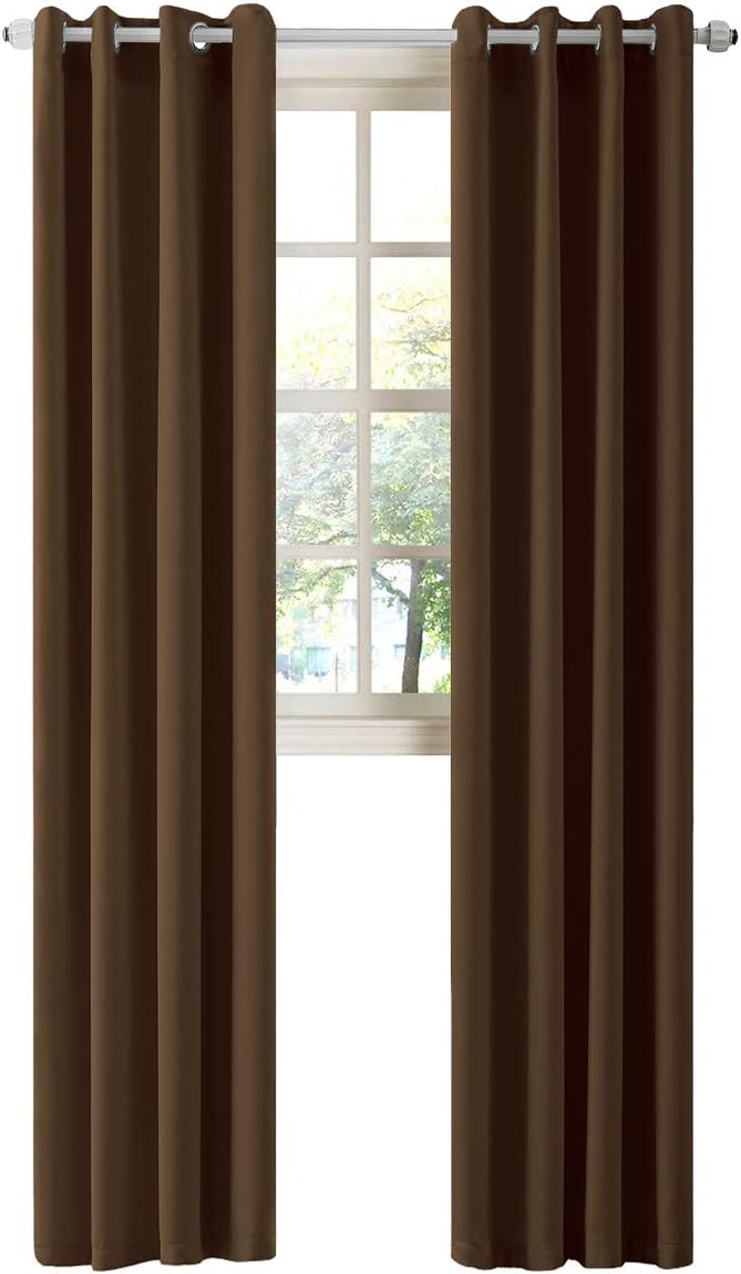 LA PALMA Thermal Insulated Blackout Darkening Grommet Living Room Curtains Window Drapes for Bedroom Pack of 2 Panels