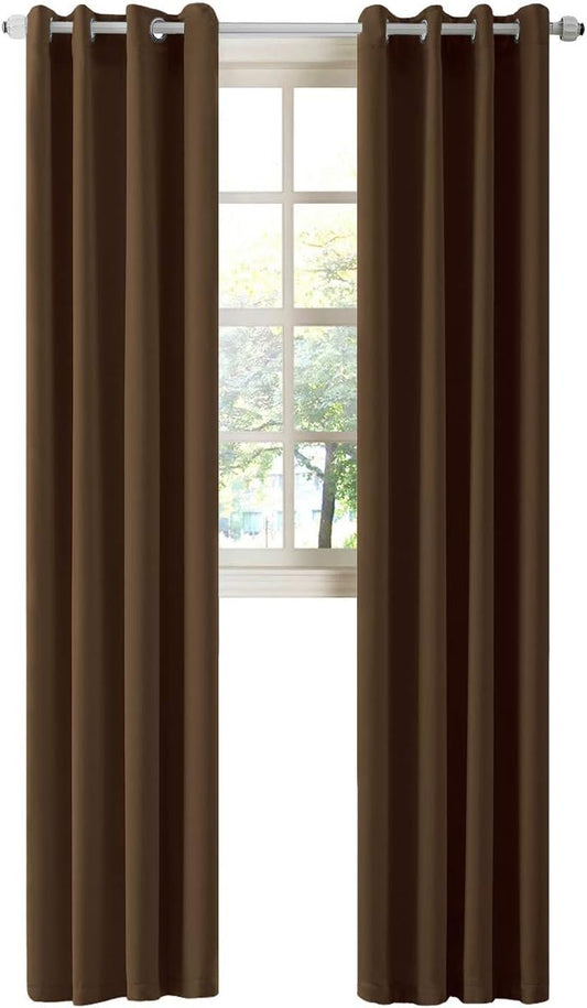 LA PALMA Thermal Insulated Blackout Darkening Grommet Living Room Curtains Window Drapes for Bedroom Pack of 2 Panels