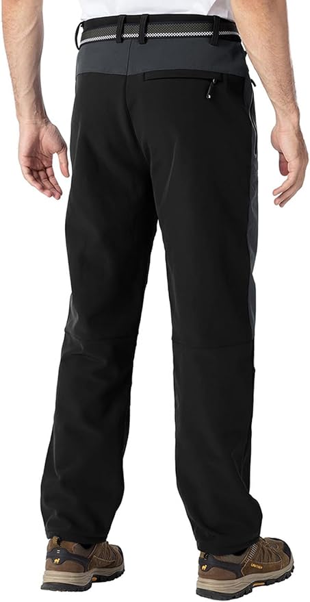TBMPOY Men's Snow Pants Fleece Lined Hiking Winter Waterproof Softshell Ski Outdoor Insulated Climbing Pants Zipper Pockets