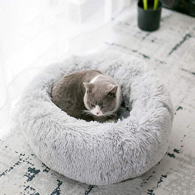 Cat Bed for Indoor Cats,Mini Plush Self Warming Kitten Bed, 20 Inch | Soft Round Fluffy Dog Bed and Cat Nest for Kittens and Small Dogs, Cozy Medium Bed for Indoor and Warm Autumn or Winter Sleep