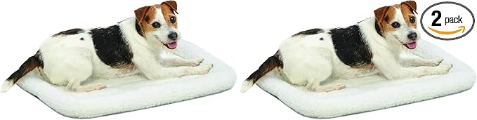 MidWest Homes for Pets QuietTime Dog Bed – White Fleece Bolster, Ultra-Soft and Machine Washable, Fits 24-Inch Crates and Carriers, for Small Breed Dogs (Pack of 2)