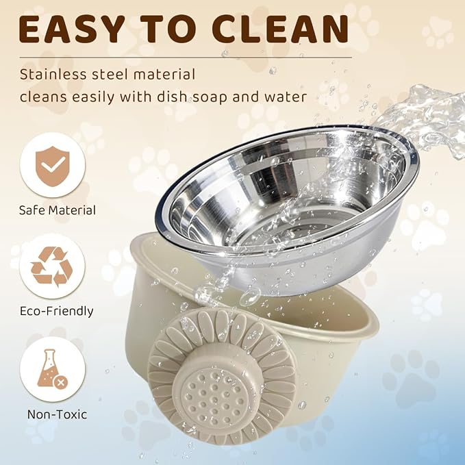 2Pcs Pets Lightweight Stainless Steel Bowl,Removable Stainless Steel Pet Hanging Food Water Feeder Bowl for Puppy Dog Cat Rabbit Ferret Bird Gunea Pigs (Gray-Large)