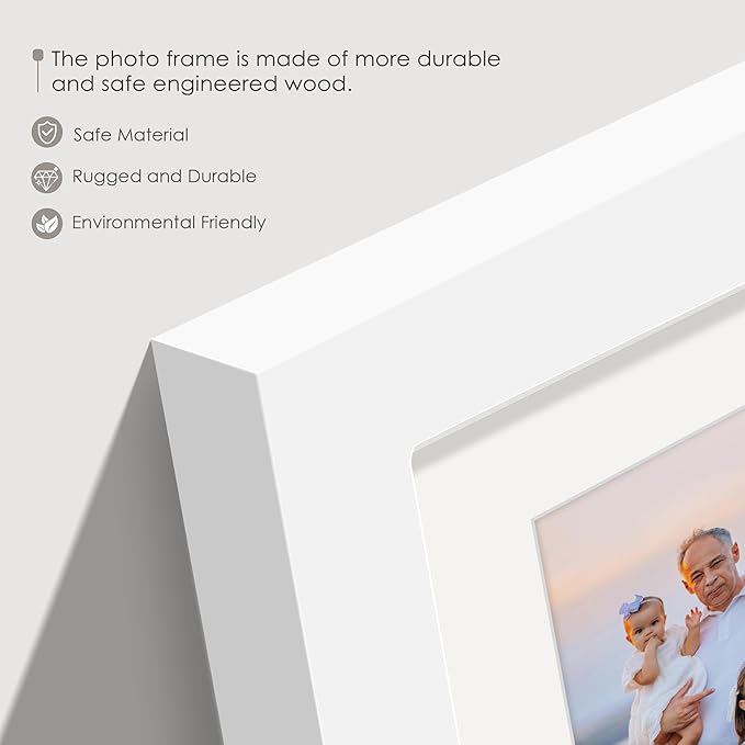 5x7 Picture Frame Collage Holds 3 Photos Made of High Definition Glass, Mat for Display 4x6 Picture Frame Collage Photo for Wall Decor White