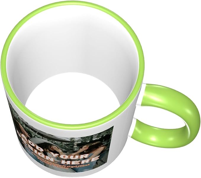 Custom Mugs and Coffee Cups Partial or Full Size Printed Creative Designs Customizable with Your Photos Images Text (Partial, Green)