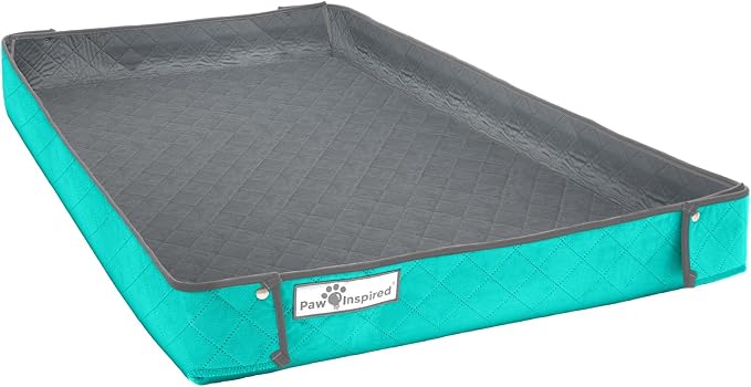 Paw Inspired Reversible Critter Box, C&C 2x3 (14-Inch Grids), Gray/Green | Washable Fleece Cage Liner, Raised Sides, Bedding for Guinea Pigs Rabbits, Hamsters, Small Animals, Edge Protected Pee Pads