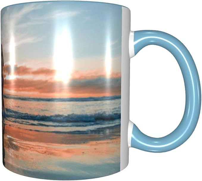 Custom Mugs and Coffee Cups Partial or Full Size Printed Creative Designs Customizable with Your Photos Images Text (Full-Width, Sky Blue)