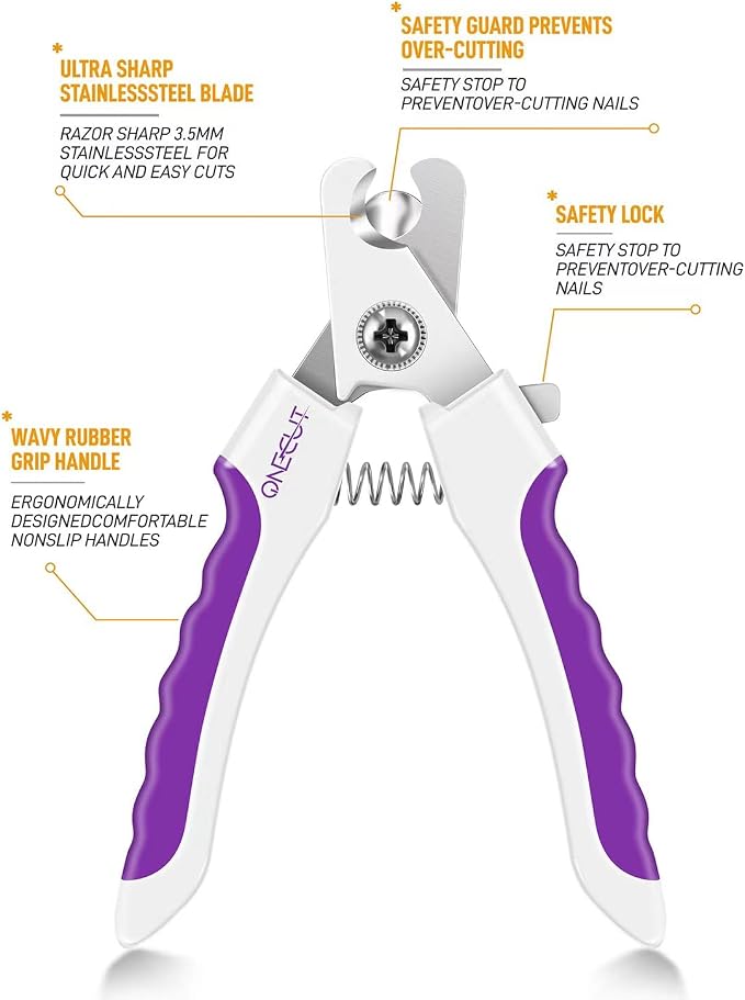 4.7" Small Dog & Cat Nail Clipper Stainless Steel Cat Claw Trimmers | Clipper for Rabbits, Guinea Pigs, Birds, Puppies, Kitten & Small Animal Pet Nail Clipper for Professional & Home Use (Purple)