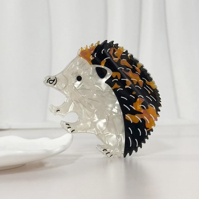 Animal Hair Clips 1pcs Cute Hedgehog Hair Claw Clips with Cute Design Hair Barrettes Acrylic Summer Hair Claws Strong Hold Non Slip Clip Back of Head Hair Shark Clip for Women Girl Hair Accessories