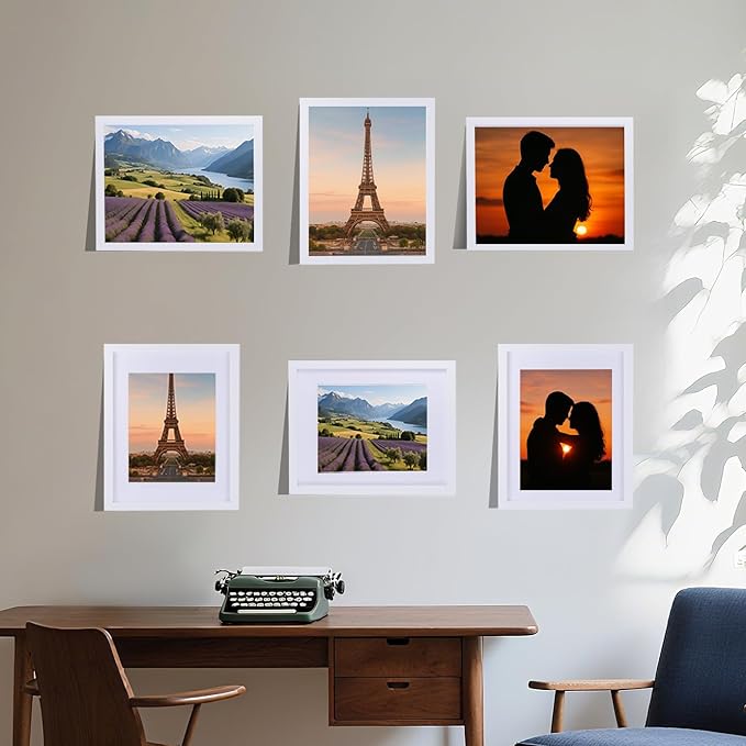 3 Pcs 8x10 White Picture Frame - Display Pictures 5x7 with Mat or 8 x 10 without Mat - White Wood Picture Frames for Wall Mounting - Wooden Photo Frame for 8 10 Matted to 5x7 Print Set of 3