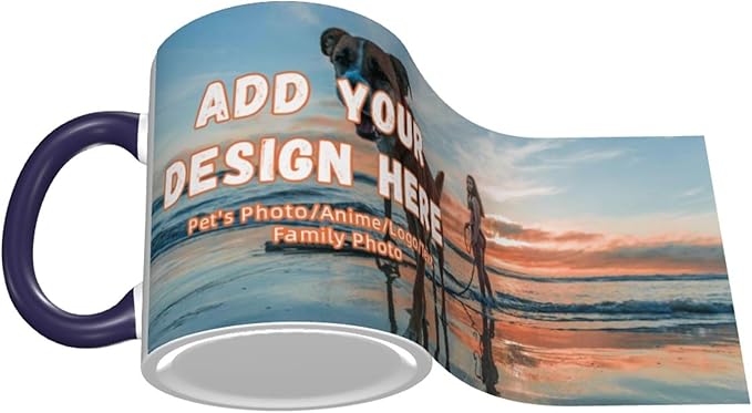 Custom Mugs and Coffee Cups Partial or Full Size Printed Creative Designs Customizable with Your Photos Images Text (Full-Width, Navy)