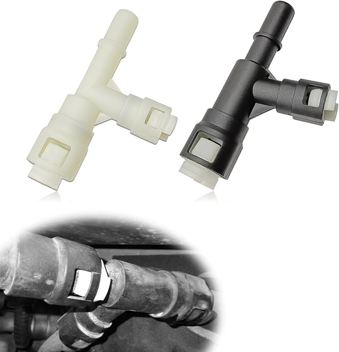 2PCS Car Heater Inlet Hose Fitting 15055343 Heater Inlet Hose Connector Tee Compatible with 00-14 GMC Yukon Sierra Chevy Tahoe Suburban Cadillac Escalade (Black & White)