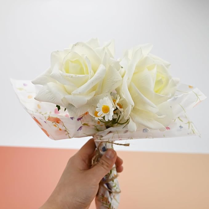 TINYFUTURE 100 Sheets Flower Gift Wrapping Tissue Paper Recyclable Greenery Botanical Packaging Bag for Wedding Birthday Showers Art Craft Party Favor Decoration
