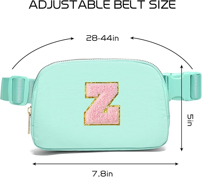 Gitus Belt Bag Fanny Pack Crossbody Bags with Initial Letter Patch Cute Stuff Birthday Gifts for Teenager Girls Trendy Preppy Stuff for Teen Girls Cool Stuff for Teens (Mint Green-Z)